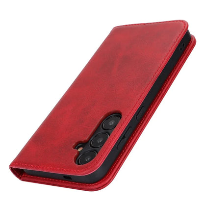 For Samsung Galaxy S24+ Wallet Case Calf Texture Leather Phone Cover