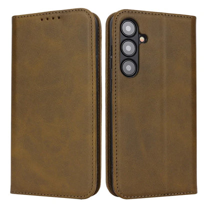 For Samsung Galaxy S24+ Wallet Case Calf Texture Leather Phone Cover