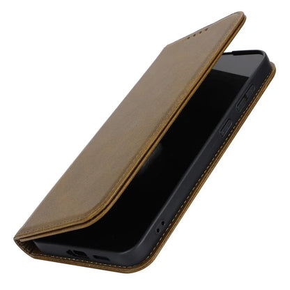 For Samsung Galaxy S24+ Wallet Case Calf Texture Leather Phone Cover