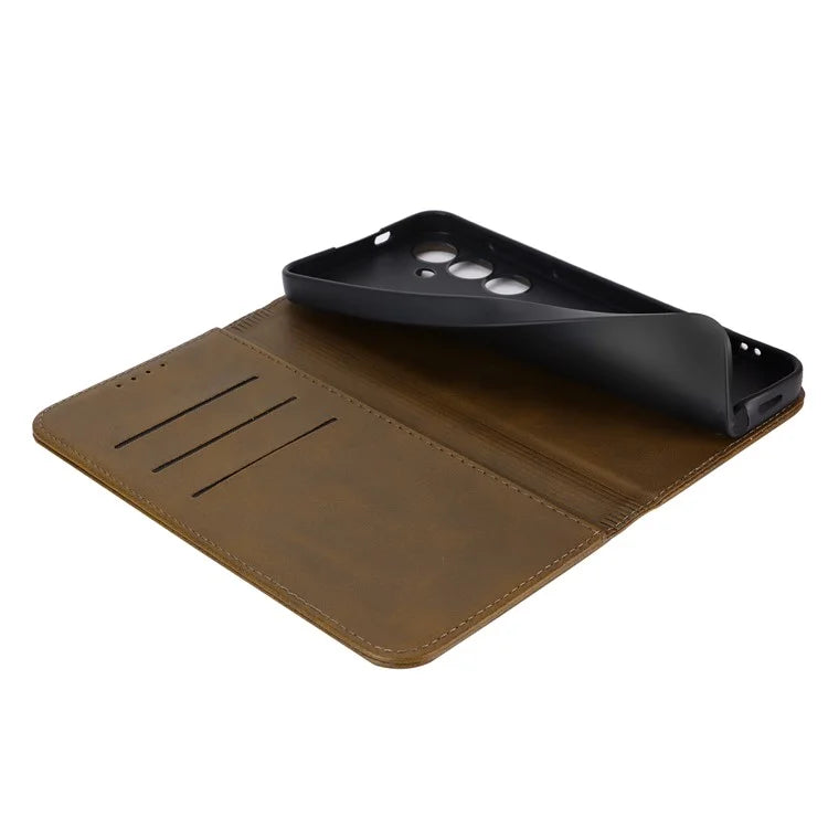 For Samsung Galaxy S24+ Wallet Case Calf Texture Leather Phone Cover