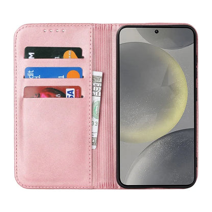 For Samsung Galaxy S24+ Wallet Case Calf Texture Leather Phone Cover