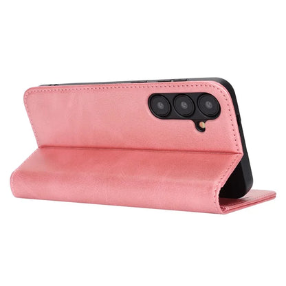 For Samsung Galaxy S24+ Wallet Case Calf Texture Leather Phone Cover