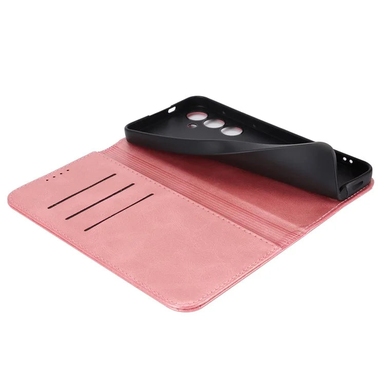 For Samsung Galaxy S24+ Wallet Case Calf Texture Leather Phone Cover