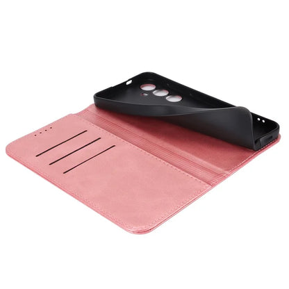 For Samsung Galaxy S24+ Wallet Case Calf Texture Leather Phone Cover