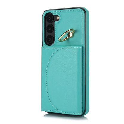 For Samsung Galaxy S23 Phone Cover RFID Blocking Card Case with Ring Kickstand