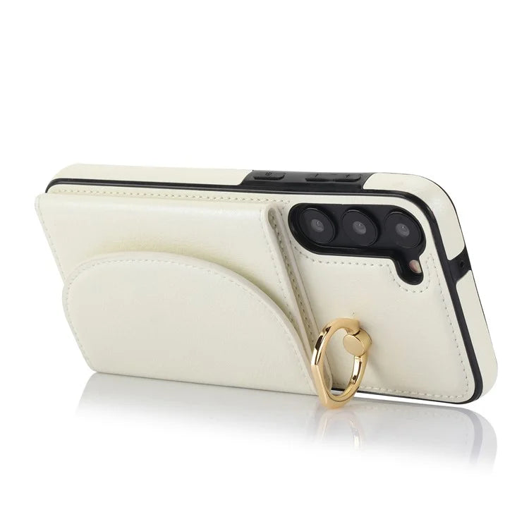 For Samsung Galaxy S23 Phone Cover RFID Blocking Card Case with Ring Kickstand