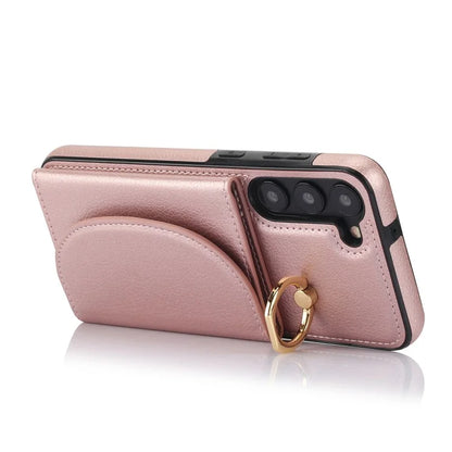 For Samsung Galaxy S23 Phone Cover RFID Blocking Card Case with Ring Kickstand