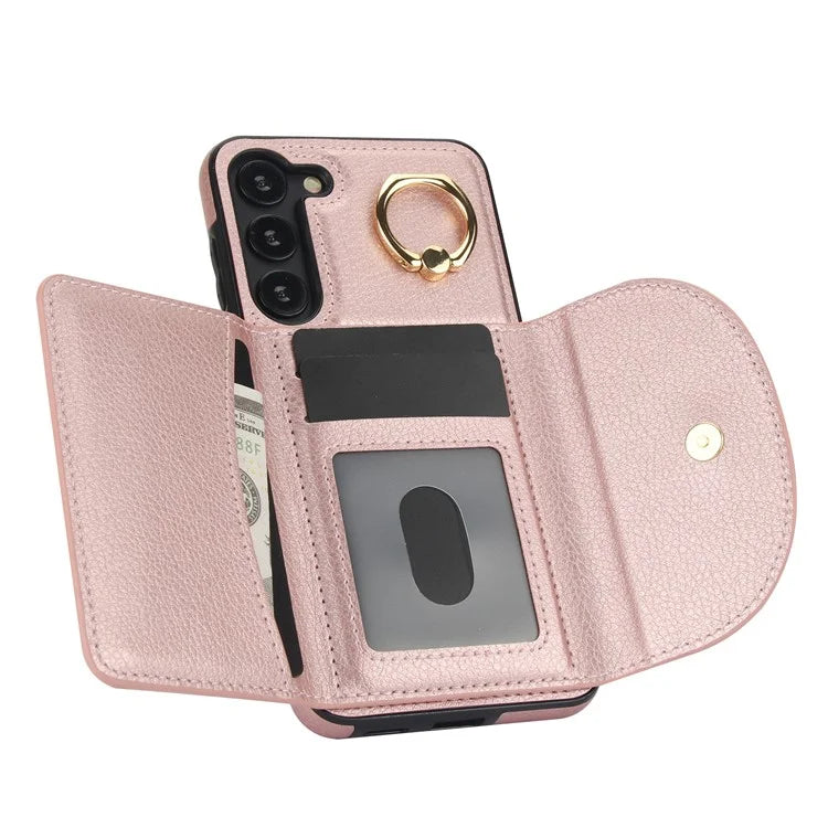 For Samsung Galaxy S23+ Kickstand Phone Case RFID Blocking Wallet Cover