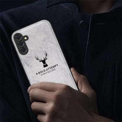 For Samsung Galaxy A55 5G Phone Case Leather+PC+TPU Cover Deer Pattern