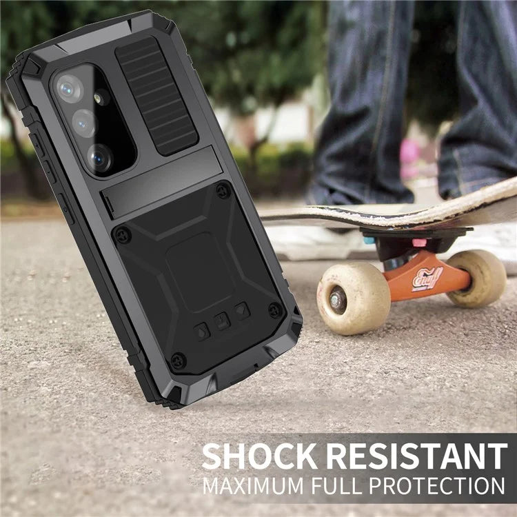 For Samsung Galaxy S24 Case TPU + Metal Hybrid Phone Back Shell with Kickstand