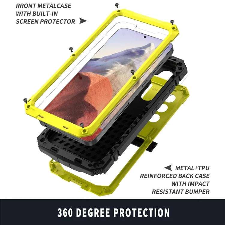 For Samsung Galaxy S24 Case TPU + Metal Hybrid Phone Back Shell with Kickstand
