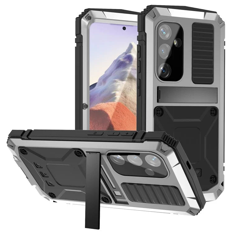 For Samsung Galaxy S24 Case TPU + Metal Hybrid Phone Back Shell with Kickstand