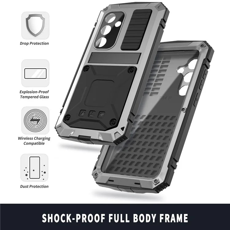 For Samsung Galaxy S24 Case TPU + Metal Hybrid Phone Back Shell with Kickstand