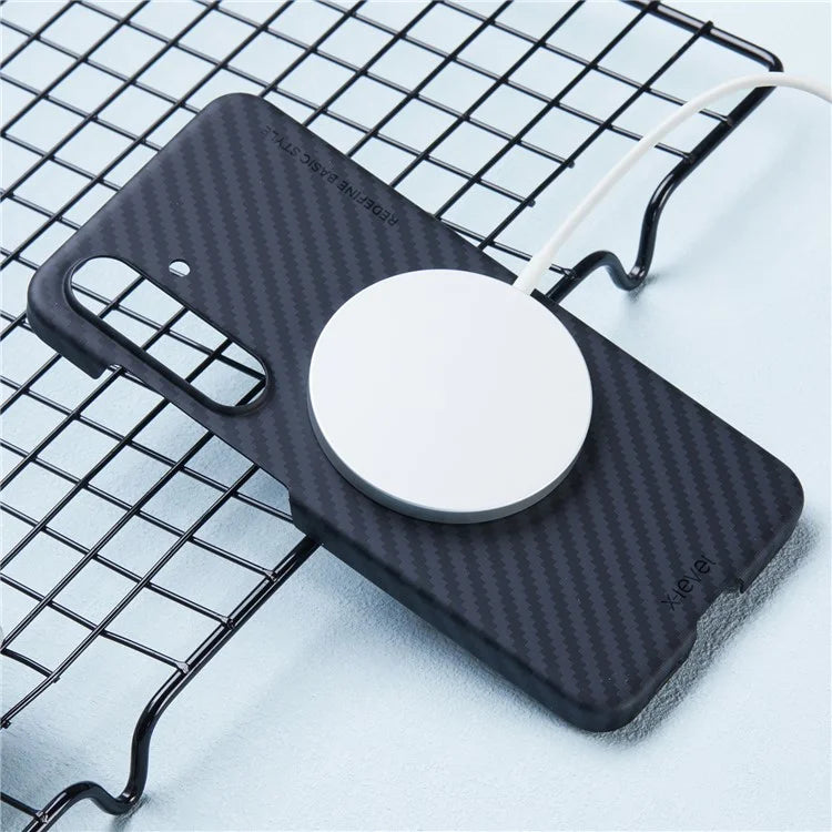 X-LEVEL For Samsung Galaxy S24 Phone Case Carbon Fiber Texture PC Back Cover
