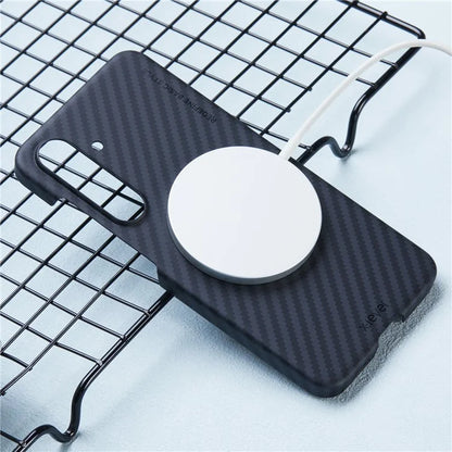 X-LEVEL For Samsung Galaxy S24 Phone Case Carbon Fiber Texture PC Back Cover