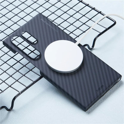 X-LEVEL For Samsung Galaxy S24 Ultra Magnetic Case Carbon Fiber Texture PC Phone Cover