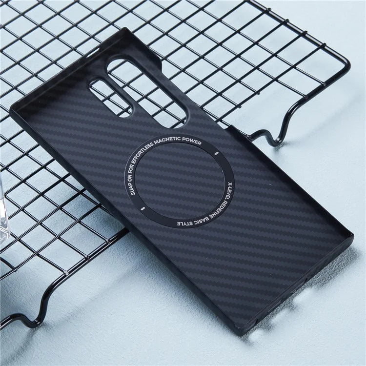 X-LEVEL For Samsung Galaxy S24 Ultra Magnetic Case Carbon Fiber Texture PC Phone Cover