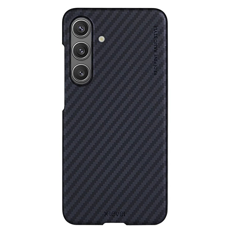 X-LEVEL For Samsung Galaxy S24 Hard PC Cover Carbon Fiber Texture Magnetic Phone Case