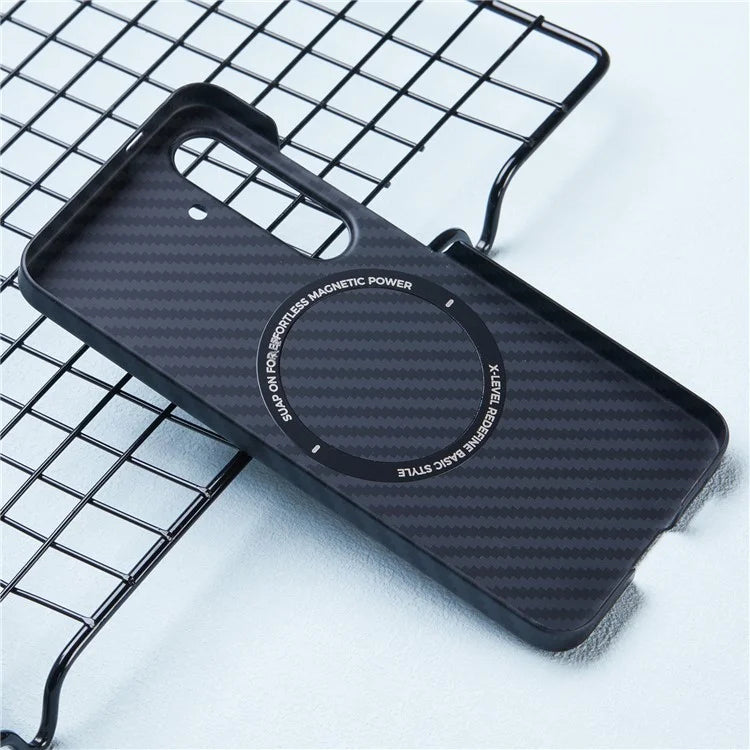 X-LEVEL For Samsung Galaxy S24 Hard PC Cover Carbon Fiber Texture Magnetic Phone Case