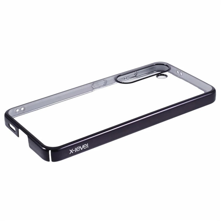X-LEVEL For Samsung Galaxy S24+ Phone Case Hard PC Clear Bakc Cover Electroplating Frame
