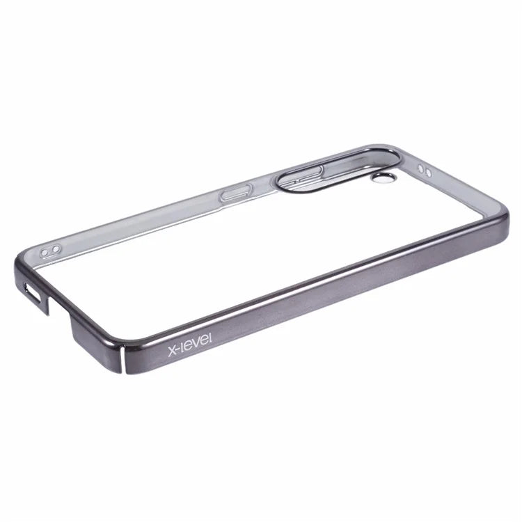 X-LEVEL For Samsung Galaxy S24+ Phone Case Hard PC Clear Bakc Cover Electroplating Frame
