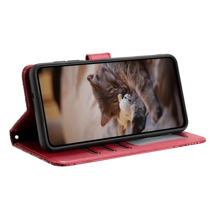 For Google Pixel 8a Wallet Case PU Leather Wall Cats Pattern Phone Cover