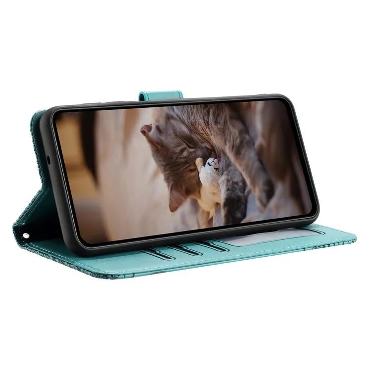 For Google Pixel 8a Wallet Case PU Leather Wall Cats Pattern Phone Cover