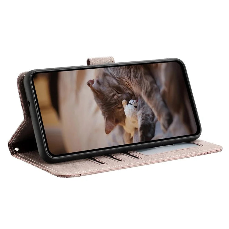 For Google Pixel 8a Wallet Case PU Leather Wall Cats Pattern Phone Cover
