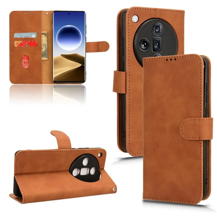 For Oppo Find X7 Ultra Case Wallet  PU Leather Phone Cover Skin-touch Texture