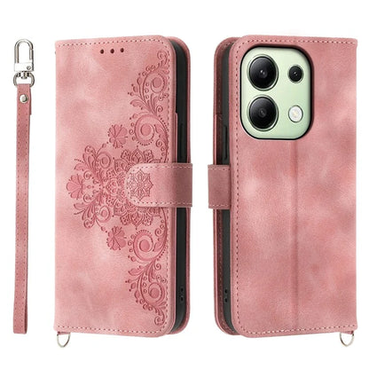 For Xiaomi Redmi Note 13 4G Leather Case Flower Pattern Cover Multiple Card Slots