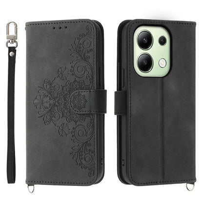 For Xiaomi Redmi Note 13 4G Leather Case Flower Pattern Cover Multiple Card Slots