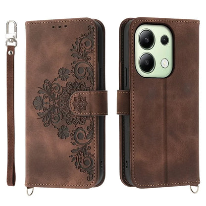 For Xiaomi Redmi Note 13 4G Leather Case Flower Pattern Cover Multiple Card Slots