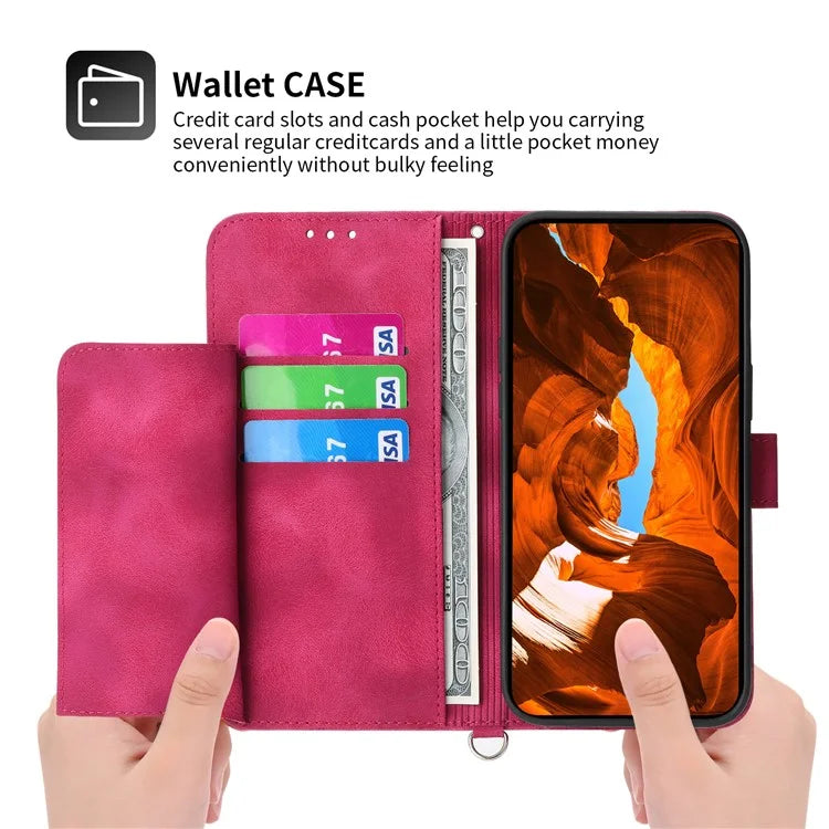 For Samsung Galaxy A55 5G Case Crossbody Leather Cover with Card Slots Wallet