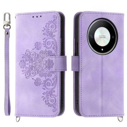 For Honor X9b 5G / Magic6 Lite 5G Leather Case Wallet Cover with Hand Strap and Shoulder Strap