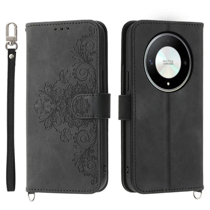 For Honor X9b 5G / Magic6 Lite 5G Leather Case Wallet Cover with Hand Strap and Shoulder Strap