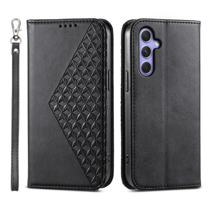 For Samsung Galaxy A55 5G Case Leather Phone Cover Wallet Rhombus Imprinted
