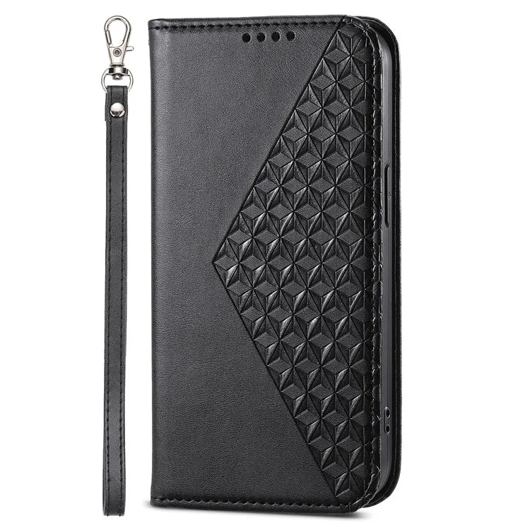 For Samsung Galaxy A55 5G Case Leather Phone Cover Wallet Rhombus Imprinted