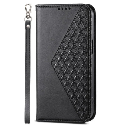 For Samsung Galaxy A55 5G Case Leather Phone Cover Wallet Rhombus Imprinted