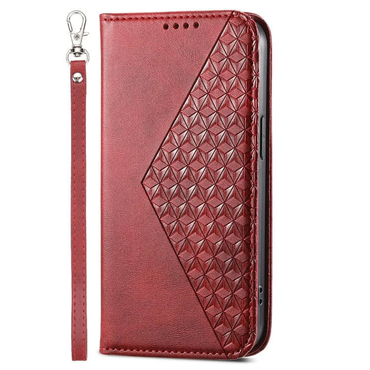 For Samsung Galaxy A55 5G Case Leather Phone Cover Wallet Rhombus Imprinted