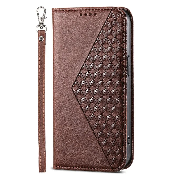 For Samsung Galaxy A55 5G Case Leather Phone Cover Wallet Rhombus Imprinted