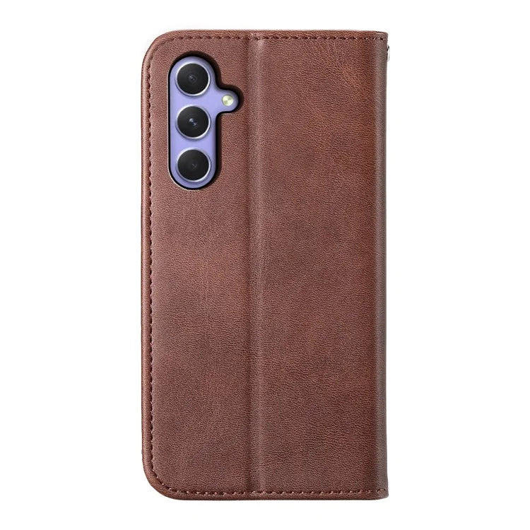 For Samsung Galaxy A55 5G Case Leather Phone Cover Wallet Rhombus Imprinted