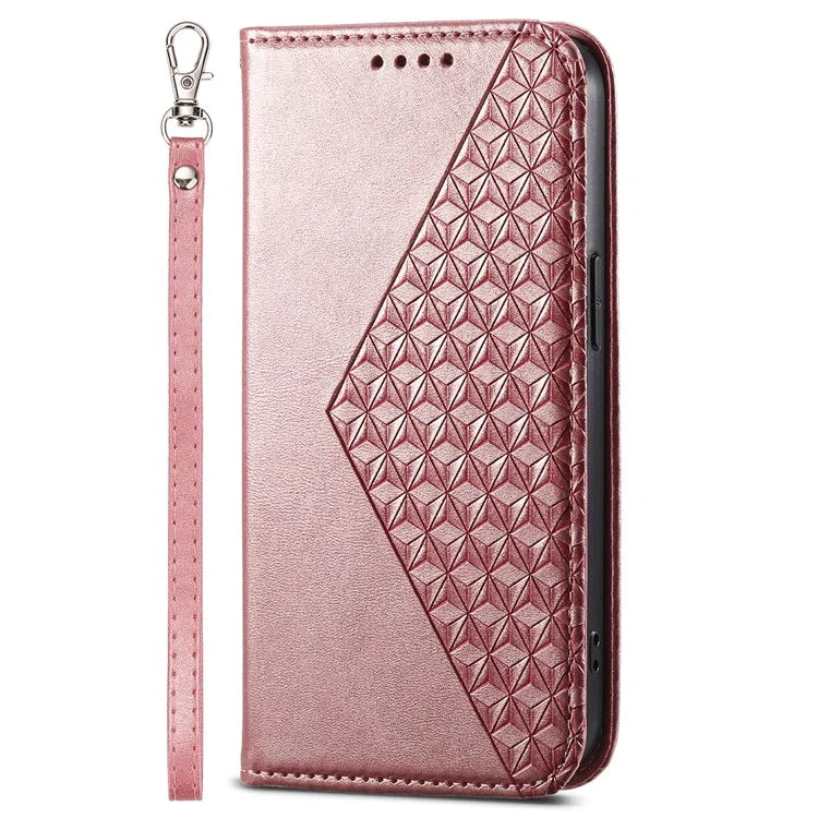 For Samsung Galaxy A55 5G Case Leather Phone Cover Wallet Rhombus Imprinted