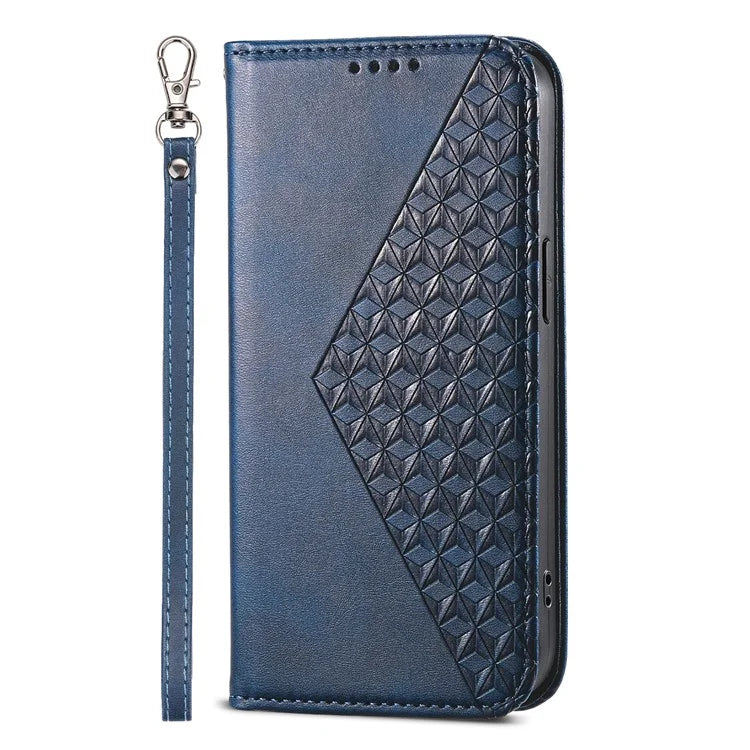 For Samsung Galaxy A55 5G Case Leather Phone Cover Wallet Rhombus Imprinted