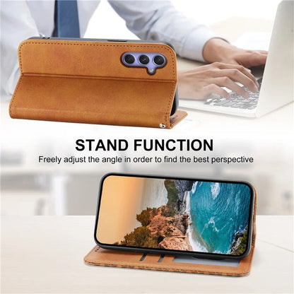 For Samsung Galaxy A55 5G Case Leather Phone Cover Wallet Rhombus Imprinted