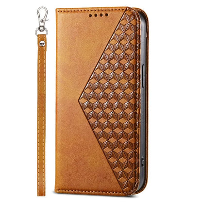 For Samsung Galaxy A55 5G Case Leather Phone Cover Wallet Rhombus Imprinted