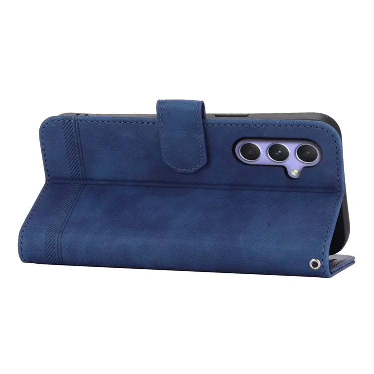 DIERFENG DF-03 for Samsung Galaxy A55 5G Leather Case Line Imprinted Wallet Cover
