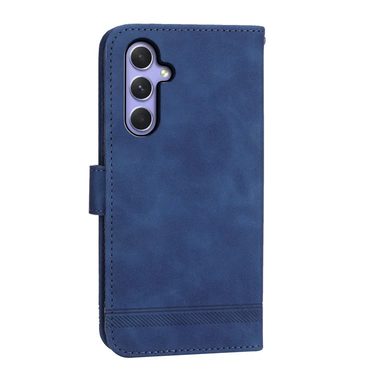 DIERFENG DF-03 for Samsung Galaxy A55 5G Leather Case Line Imprinted Wallet Cover
