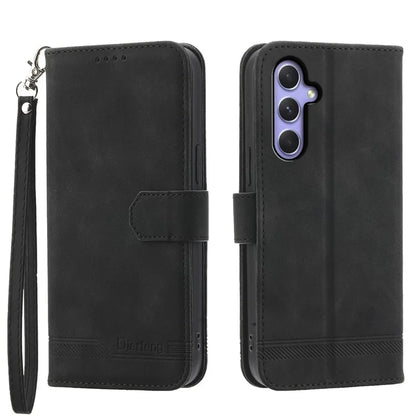 DIERFENG DF-03 for Samsung Galaxy A55 5G Leather Case Line Imprinted Wallet Cover