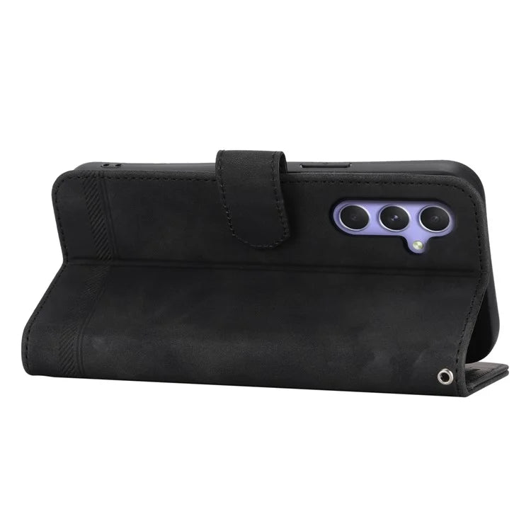 DIERFENG DF-03 for Samsung Galaxy A55 5G Leather Case Line Imprinted Wallet Cover