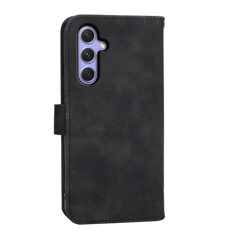 DIERFENG DF-03 for Samsung Galaxy A55 5G Leather Case Line Imprinted Wallet Cover